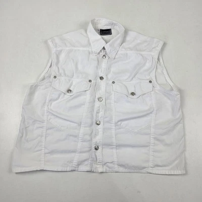 Chaleco Versace Jeans Signature Para Hombre Mediano Blanco Denim Plateado Botones Medusa Foto 1 de 4