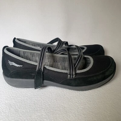 Zapatos sin cordones Dansko Mary Jane para mujer 10,5 M Hilde negros gamuza cruzados planos Foto 1 de 4