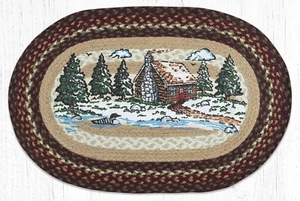 Braided Jute Stenciled Print Oval Area Rug. Earth Rugs. LOON LAKE - Picture 1 of 1