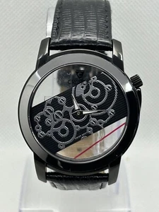 SWISS SAPPHIRE Crystal Croton Men’s Black Lizard Leather See Through Dial Watch - Picture 1 of 11