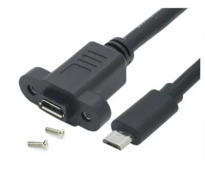 Micro USB B Male to Micro B Female Panel Mount Extension Cable - 0.3m - Picture 1 of 7
