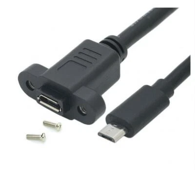 Micro USB B Male to Micro B Female Panel Mount Extension Cable - 0.3m - Image 1 of 4