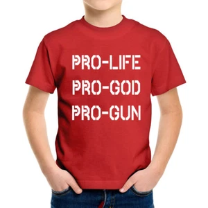 PRO-LIFE PRO-GOD PRO-GUN Kids Youth T Shirt Life Matters Pro Usa Graphic Tee - Picture 1 of 13