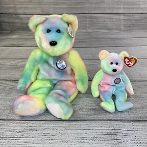 Beanie Babies / Buddies TY BB Bear Tie Dye Colorful Stuffed Teddy Animal - NEW - Picture 1 of 17