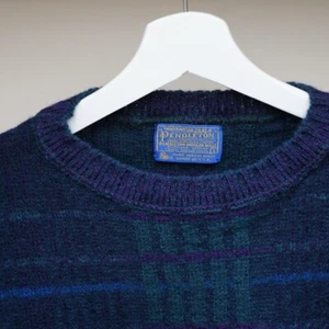 Pull vintage Pendleton en laine à carreaux homme L éclectique grand-père chaud made in USA - Photo 1/13