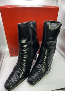 Predictions Black Side Zip Ankle Boots Women's Sz 8M Shoes Booties 3.5" Heels - Picture 1 of 8