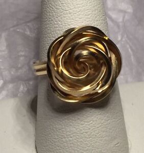 NEW Rose Rosette Swirl Flower Ring 14k yellow gold filled Square Wire Wrapped