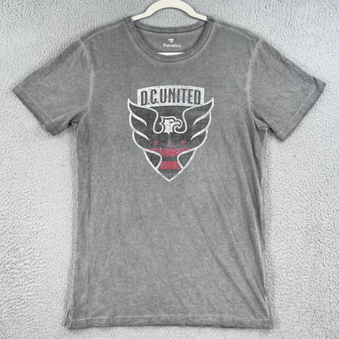 DC United Shirt Mens Small Fanatics Ash Gray Soccer Distressed Graphic Tee Cover