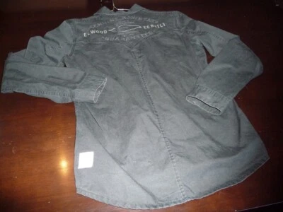 124 MENS ELWOOD CHARCOAL WASH DENIM L/S SHIRT  SZE M MEDIUM RRP $110 IN EX COND - Image 1 of 4