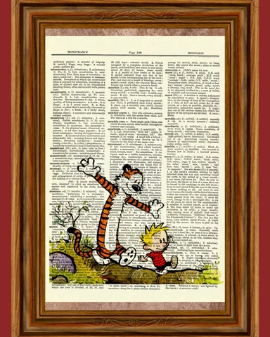 Calvin and Hobbes Dictionary Art Print Book Page Picture Poster Comic Book Decor Cover
