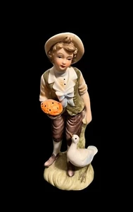 Vintage Lefton Fall/Harvest Country Boy #6988 Porcelain Figurines 7.5” - Picture 1 of 4