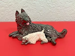 Belgian Sheepdog Statue Figurine Handmade One of a Kind Vintage with Sheep - Picture 1 of 12