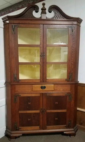 Chippendale Style Mixed Wood Corner Cupboard Cabinet Cover