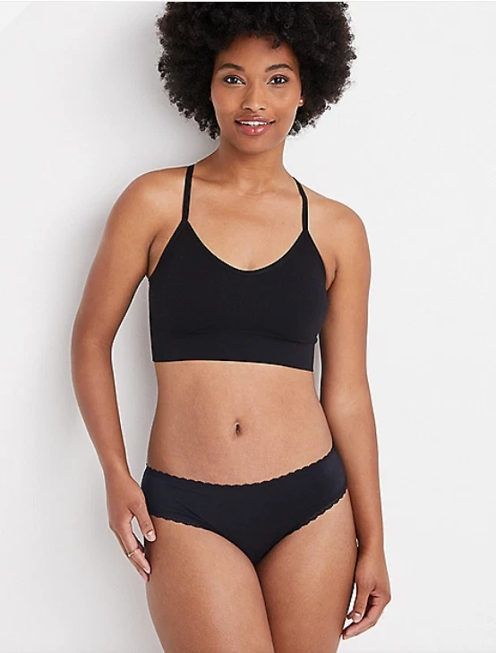 Jenni Women’s Lace Trim Bikini Underwear Black M