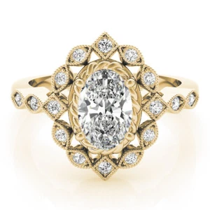 Ovaler Diamant Swing Halo Verlobungsring 14k Gelbgold - IGI zertifiziert - Bild 1 von 4