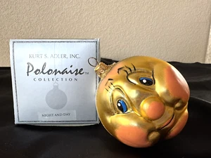 Kurt Adler Night and Day Polonaise Glass Christmas Face Ornament Sun Moon 1990 - Picture 1 of 6