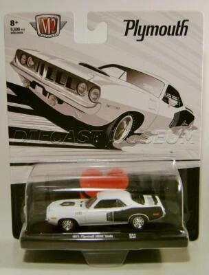 1971 '71 PLYMOUTH CUDA HEMI WHITE R84 AUTO DRIVERS M2 MACHINES DIECAST 2022 - Image 1 of 2