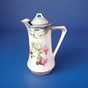 Cafetera/chocolate alemana de colección pintada a mano con patrón floral. - Imagen 1 de 7