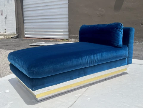 Vintage Velvet Chaise Lounge Chair Chrome Base Cover