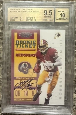 Contenders Football Robert Griffin III 2012 novato automático #/238 BGS 9,5 Redskins Foto 1 de 2