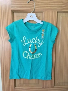 NWT Gymboree Lucky Charm Tee Shirt Top Girls Outlet Teal - Picture 1 of 1