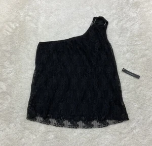 Lily Black Womens Size S One Shoulder Black Lace Tank Top Blouse Y2K  - Picture 1 of 8