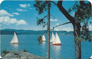Postal Idaho Panhandle Lake Coeur d'Alene velero década de 1950 como nueva - Imagen 1 de 1