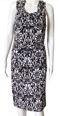 Vestido sin mangas tejido elástico acanalado artístico sin mangas negro blanco talla 18W CATO para mujer Foto 1 de 4