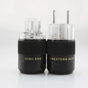 Rhodiniert EU Schuko Netzstecker Hifi Audio AC Männlicher Kabel Stecker DIY - Picture 1 of 15