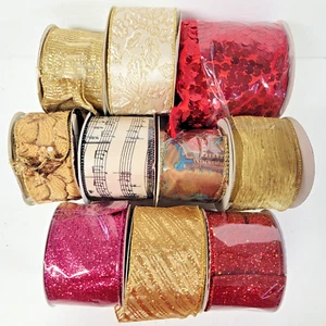 10 Rolls Assorted Wire Edge Ribbon 2.5"-4" x 10 Yards Average SEE PICS AND DESC - Picture 1 of 8