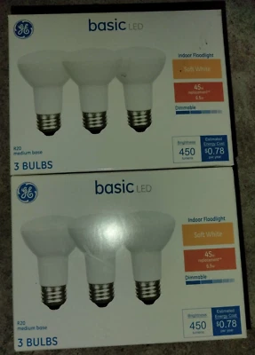 LED Indoor Soft White Floodlight Bulbs R20 Medium Base - GE Basic - *6PACK* - Image 1 of 3