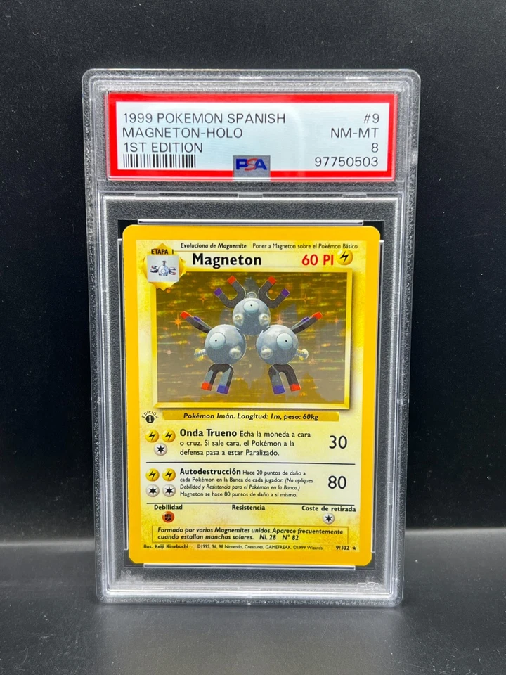 Pokemon PSA 8 NM-MT SPANISH Magneton 9/102 Base Set 1st Edition 1999 S#0503 - Image 1 of 2