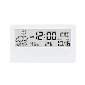 LED Digital Alarm Clock Voice Control Temperature Humidity Display Desktops Cloc - Picture 1 of 8