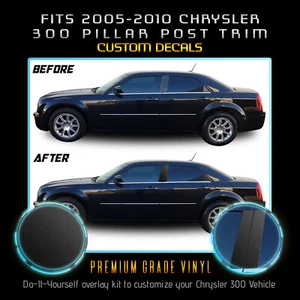For 2005-2010 Chrysler 300 Window Pillar Post Trim Wrap VINYL Satin Matte Chrome - Picture 1 of 6