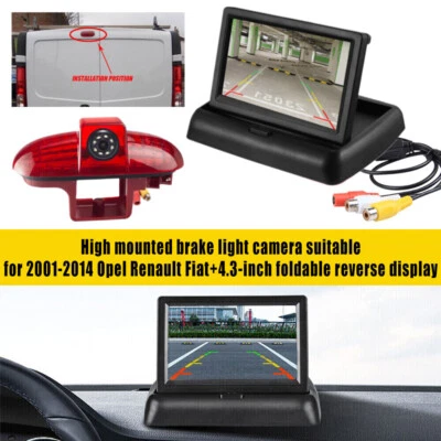 Flip-up High Mounted Brake Light Camera+Folding Reversing Monitor for Opel Fiat - Image 1 of 4