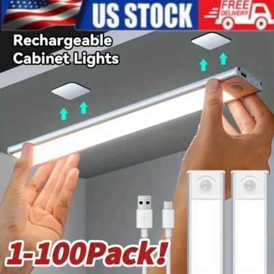 Tira de lámpara de cocina recargable USB con sensor de movimiento LED debajo del armario Foto 1 de 4