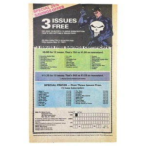 Punisher Marvel Comics Abonnieren 1991 Druck Anzeige Wandbild 6,5”x10” Bestellformular - Bild 1 von 1