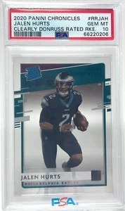 Jalen Hurts RC ~ 2020 Clearly Donruss Rated Rookie #RRJAH ~ PSA 10 Low Pop! - Picture 1 of 2