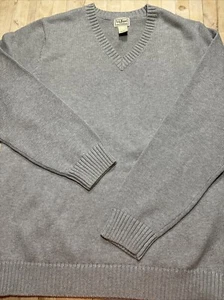 Vintage LL Bean Pullover XL Tall V-Ausschnitt Pulli grau 100% Baumwolle - Bild 1 von 10
