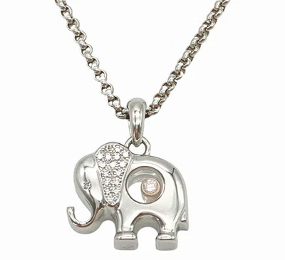 Collar Colgante Chopard Happy Diamonds Diamante Rosa Oro Blanco 18k Elefante Foto 1 de 4
