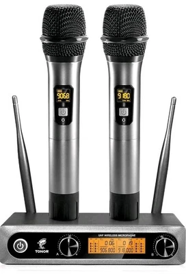 Wireless Microphones, Metal Dual Professional UHF Cordless Dynamic Mic Handheld  - Image 1 of 4
