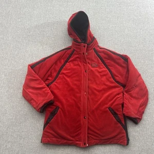 VINTAGE NIKE Reversible Fleece Windbreaker Jacket Boys XL 18-20 Black Red Y2K - Picture 1 of 16
