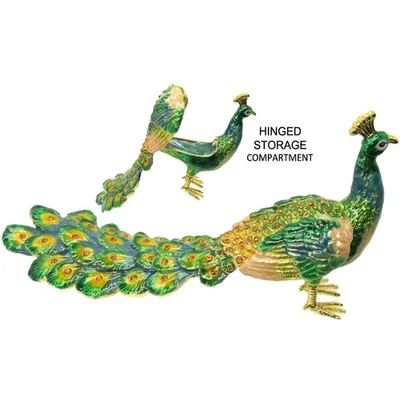 Caja de baratija grande con joyas de pavo real RUCINNI, verde Foto 1 de 4