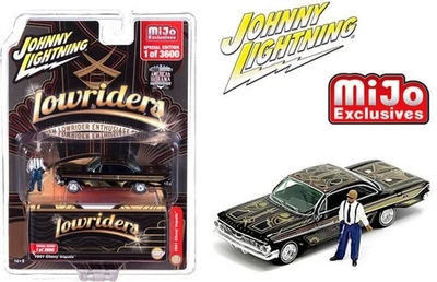 CHEVROLET Impala Lowrider + Figure - 1961 - black decor - Johnny Lightning 1:64