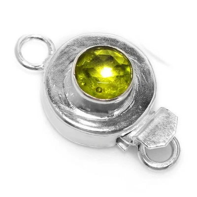 2 Pcs Round Peridot Box Clasp 1 Strand Sterling Silver Plated - Image 1 of 3