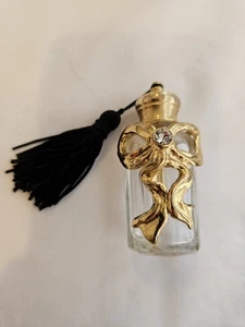 Vintage Inspired Perfume Flacons Parfum Bottle Glass Crystal Gold Bow Display - Picture 1 of 5