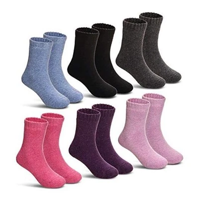  Calcetines de lana cálidos de invierno para niños niños niños niñas senderismo 4-7 años color liso Foto 1 de 4