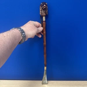 VINTAGE MADE IN ITALY COCKER SPANIEL DOG HEAD WOOD HANDLE LONG SHOE HORN - Picture 1 of 12