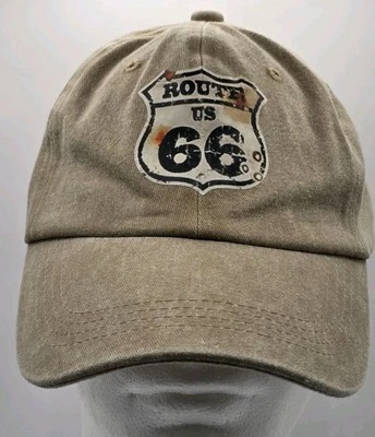 Gorra Route 66 con correa trasera marrón beige adulto conducción informal Foto 1 de 4