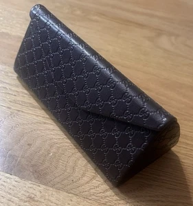 GUCCI Brown GG Logo Tri-Fold Snap Glasses Collapsible Case with cleaning cloth - Imagen 1 de 5